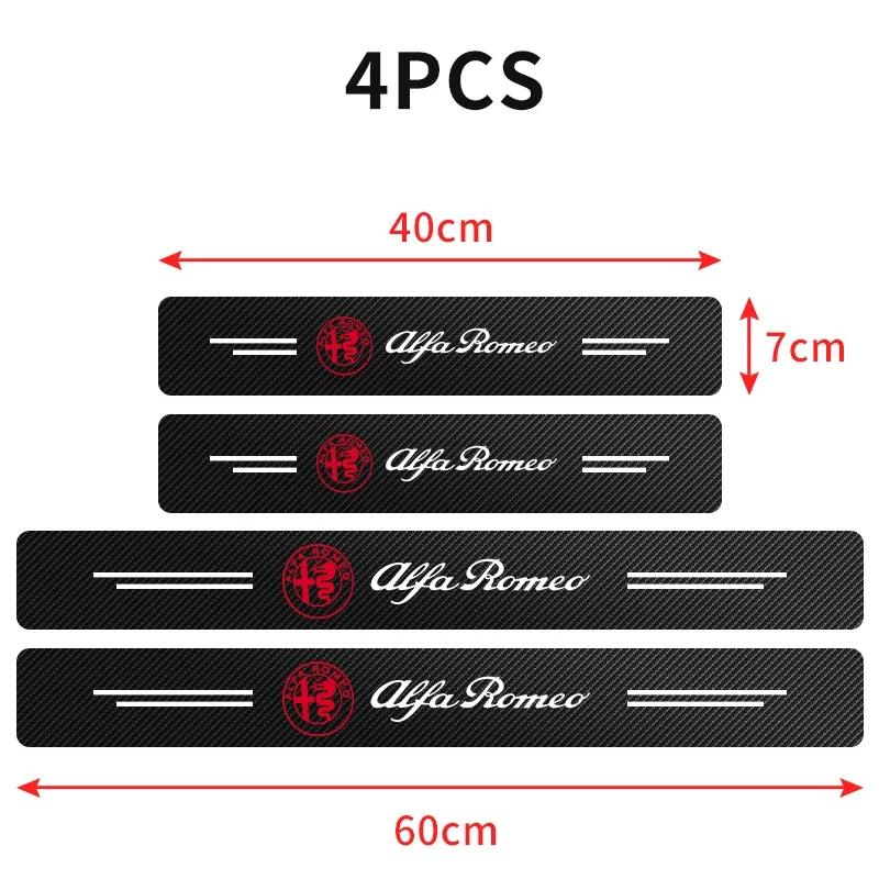 4Pcs Car Threshold Door Sill Protector Anti Scratch For Alfa Romeo Giulietta GT 159 147 156 Mito Brera Giulia F1 Stelvio Volan Neg855