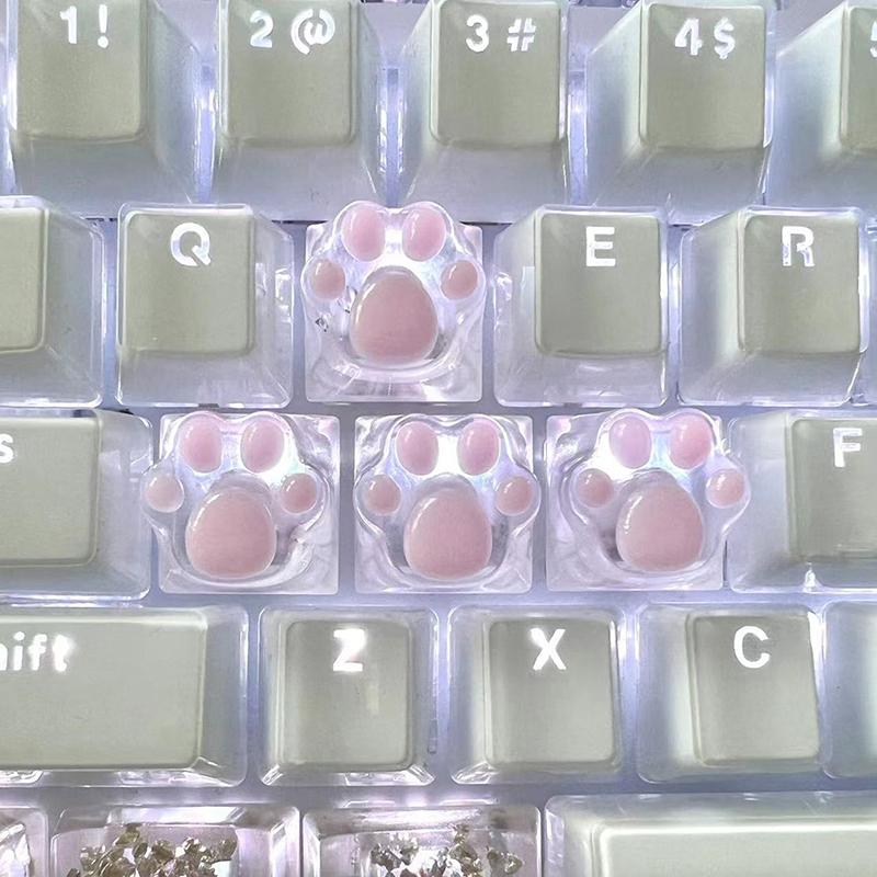 Mechanical Keyboard Resin Keycap Cat Paws Pad Clear Backlit Rgb Wasd Arrow Esc Key Cartoon Cute Oem Xda Cherry Profile Mx Switch