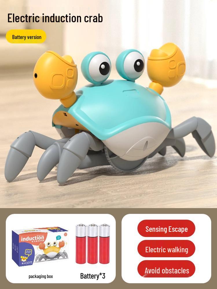 Crab Electric Crawling Toy: Automatic Induction, Wind-Up, Singing, Educational Gift for Babies and Kids