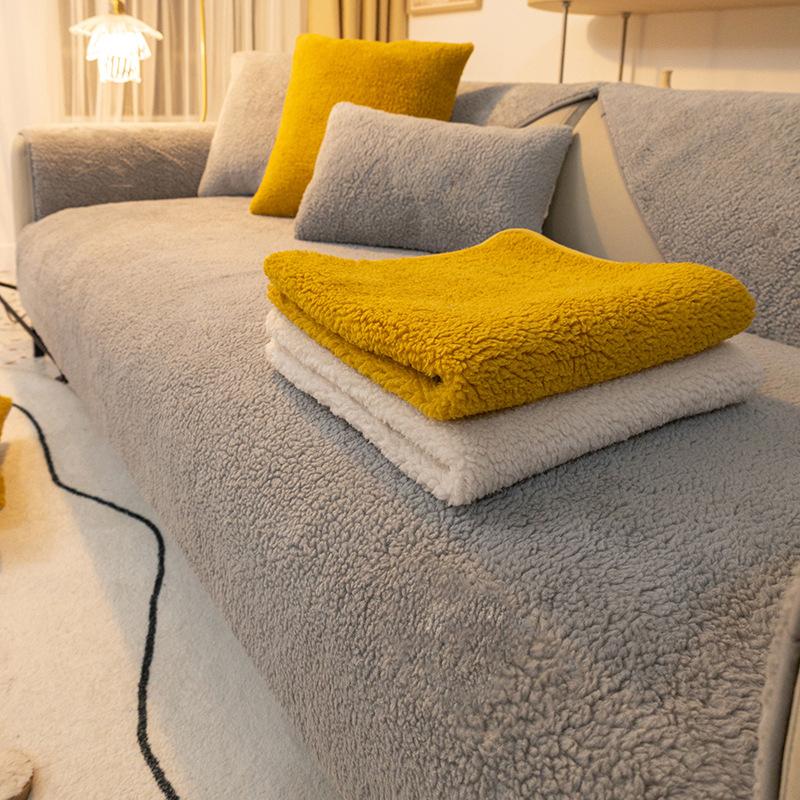 Lamb Velvet Sofa Cushion Thickened Non-slip Plush Cushion Winter Sofa Cover Cover
