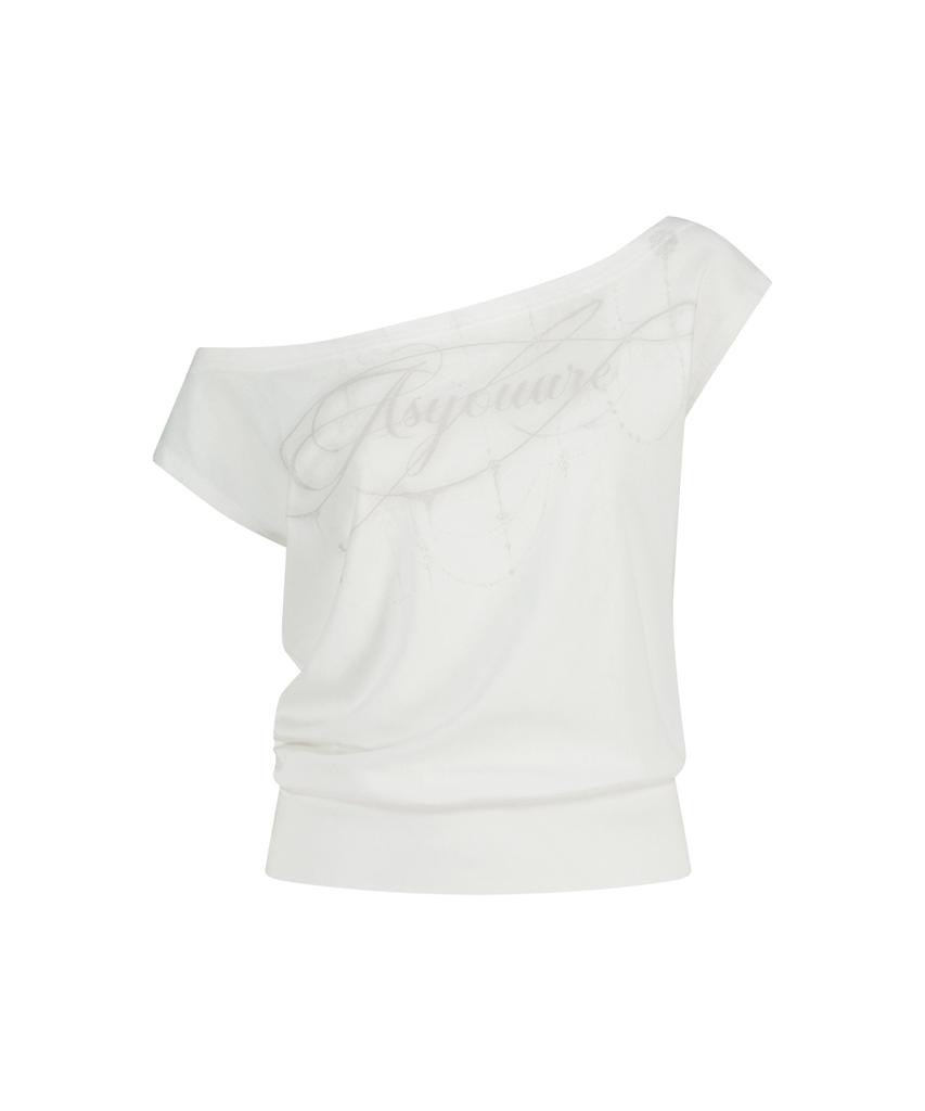 Aejeuyua Kitsch Dolman Off-Shoulder Tee White