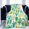 Cactus Flannel Throw Blanket Green Plant Leaves Pattern King Queen Size Super Soft Lightweight Warm for Living Room Sofa Couch