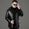 Men's Genuine Leather Down Jacket, Middle-aged First-layer Sheepskin Top, Winter Thickened Mid-length Leather Jacket