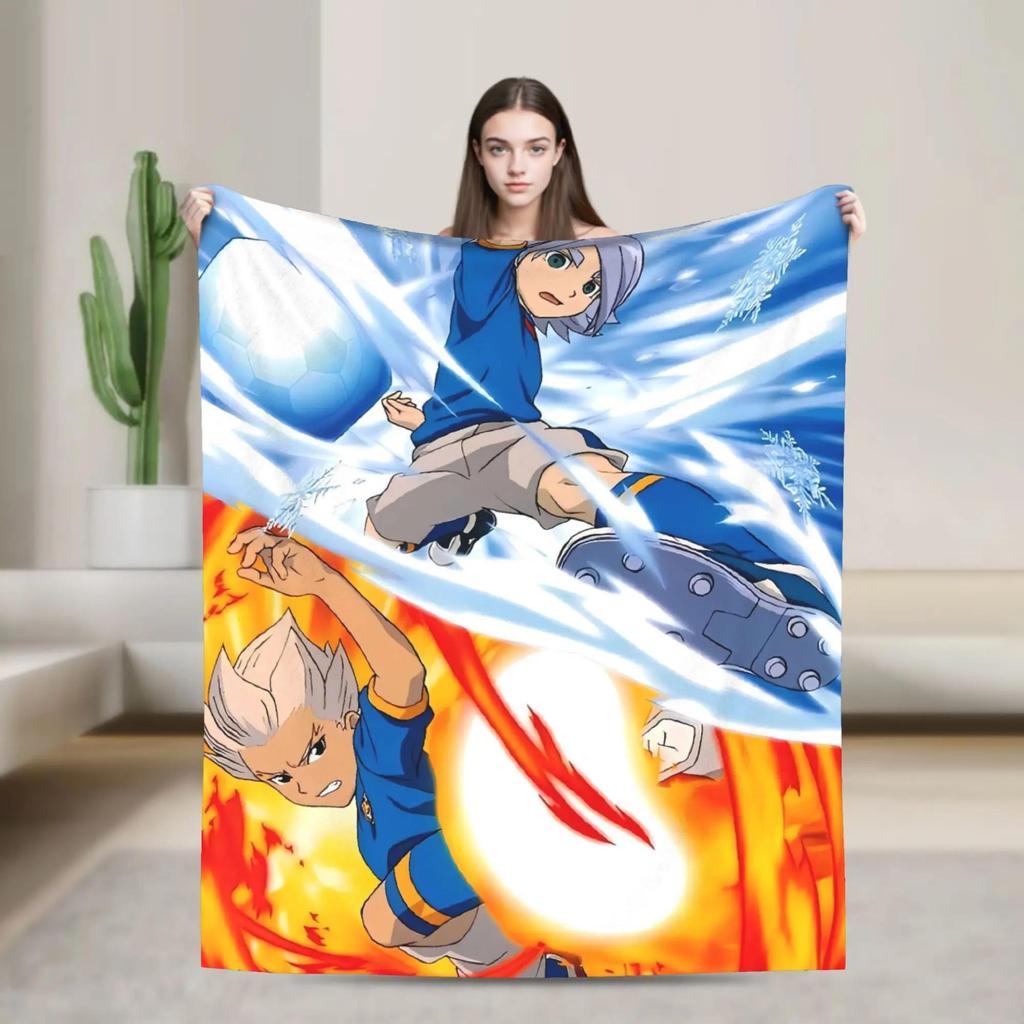 Inazuma Eleven Axel Blaze Gouenji Flanellen Plaid voor Bank Stoel Zacht Pluche Bedspreien Picknickkleed Cadeau Idee