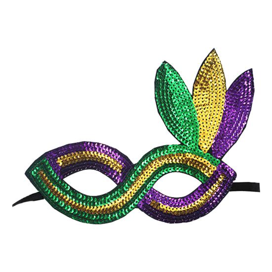 Purple Green Yellow Sequin Mardi Gras Masque Masquerade Venetian Carnival Half Face Masque for Halloween Party Costume Prom Ball Cosplay Accessory