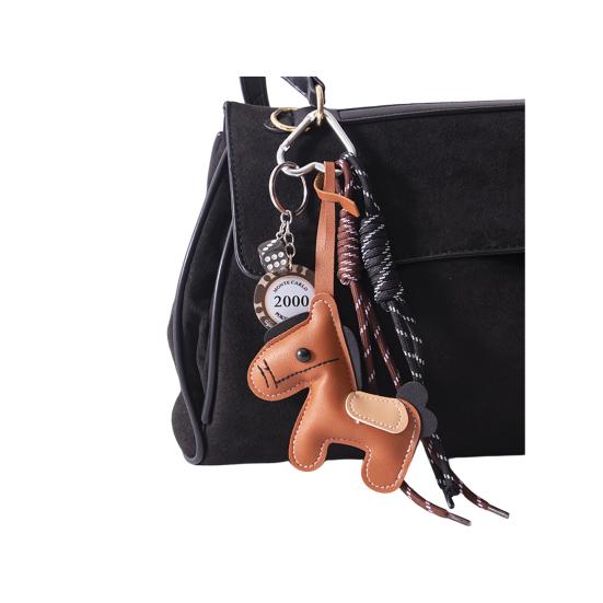 Keychain Vibrant Color Imitation Leather Horse Design Key Chain Pendant Lightweight Key Holder with Rope Phone Bag Accessory