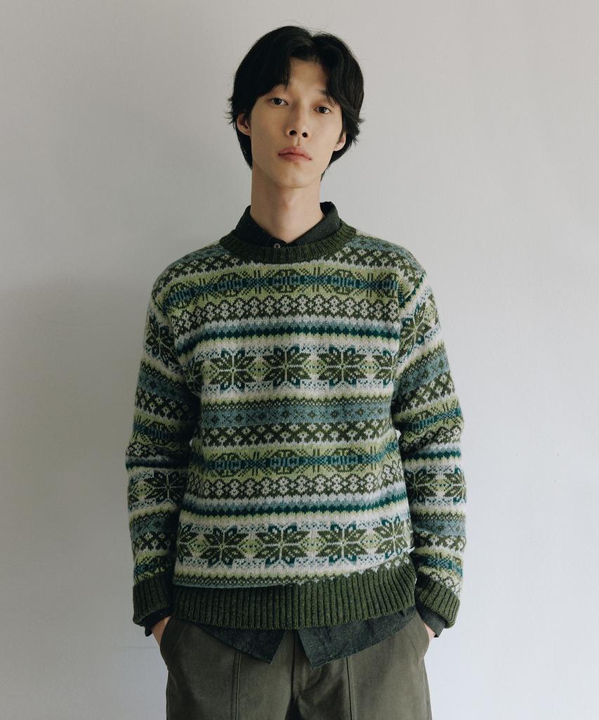 BLANKROOM All Over Fairisle Sweater_Scots Pine