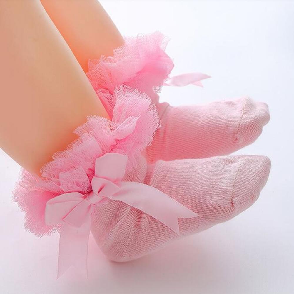 Children's Lace Socks Baby Cotton Girl Socks Baby Lace Bow Princess Socks