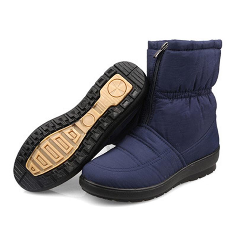 2025 Winterschuhe Damen Schneestiefel Flach Rutschfest Wasserdicht Damen Stiefeletten Warm Plüsch Übergröße 42 Schwarz Rot Blau
