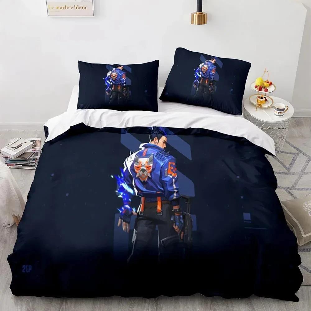 Game Valorant Neon Sleep Bedding Collection Boys Girls Single Size Queen Size Size Quilt Cover Pillowcase Bed Kids Adult Fashion Household