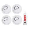 4Pcs D-Ring Patch for Inflatable Boat Kayak SUP Circular D-Ring Pad Stainless Steel D-ring Buckle PVC Patch Paddleboard Canoe Rafting Accessory