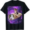 Niedliche Weltraumkatze Kätzchen reitet einen Burrito Katze im Weltraum T-Shirt