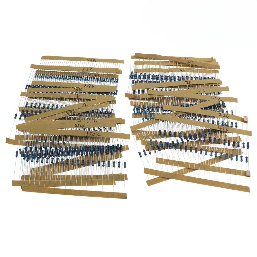 64 Kinds of Resistance 1280PCS 1ohm-10Mohm Metal Film Resistor Resistor Kit 1280