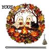 Pumpkin Party Decor Halloween Acrylic Hanging Decoration, Cartoon Ghost Ornament with Double Sided Bell, Suncatcher for Indoor Outdoor Holiday
