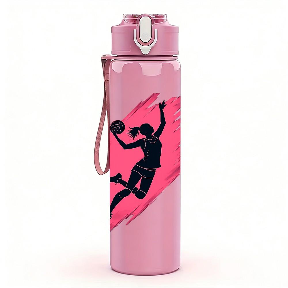 1PC Dynamic Dancer Silhouette Art Print 750ml Color Plastic Sports Water Bottle Leakproof Flip Straw Lid Suitable for Sports Office Home Use