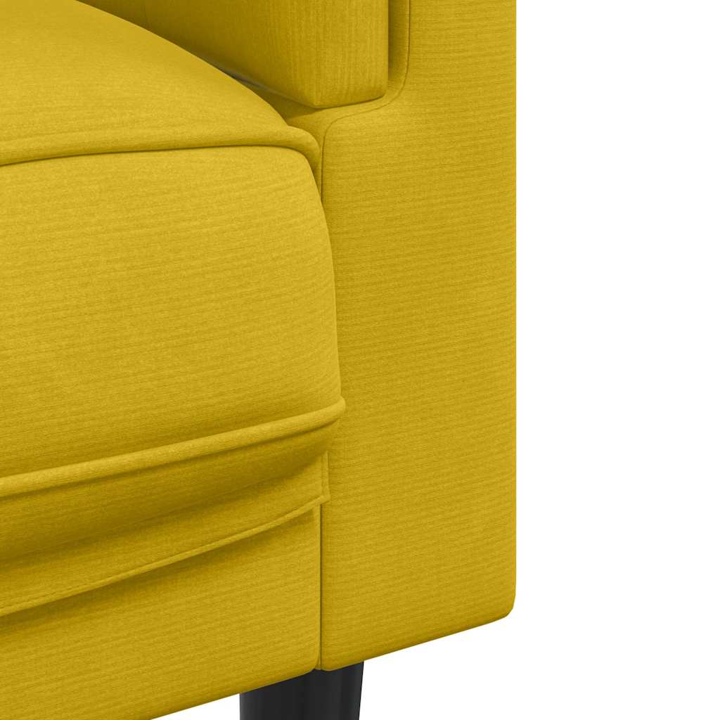 3 Seater Yellow Velvet Sofa with Cushions