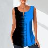 Women's Fashion V Neck Shirts Casual Tops T-shirt Ladies 3D Gradient Print Vest Plus Size Sleeveless Blouse Tank Tops