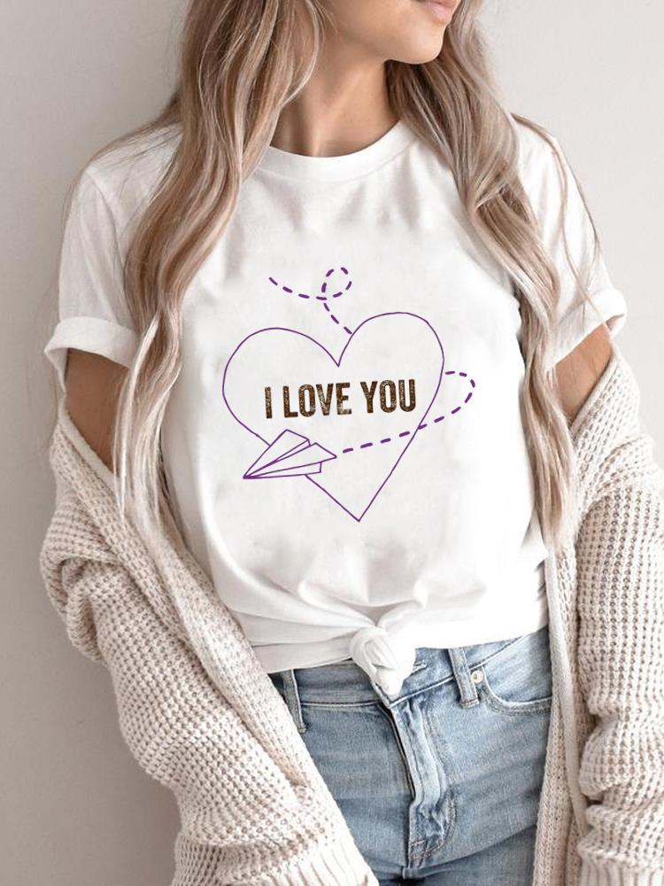 (Dimensione asiatica) Maglietta Abbigliamento Lettera Tendenza Carino Dolce Anni '90 Casual Moda Stampa Femminile Casual Top da Donna Maglietta Grafica Manica Corta Magliette