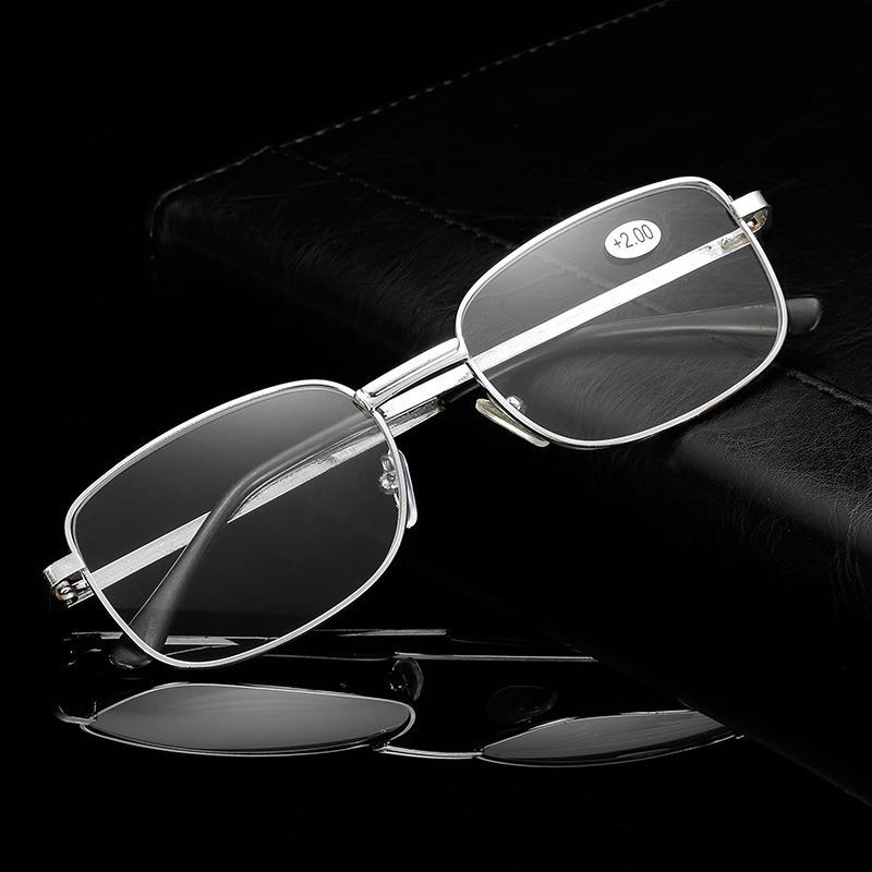 Anti-Blue Light Blocking Fashion Reading Glasses Full-Frame Metal Eyewear HD Ultra Light Portable Eyewear for Men Women 0~+4.0