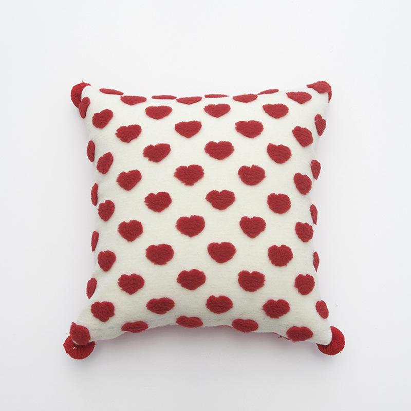Red Love Bedside Pillowcase Simple Style Pillow Cushion Cover Three-dimensional Sofa Living Room Soft Pillowcase