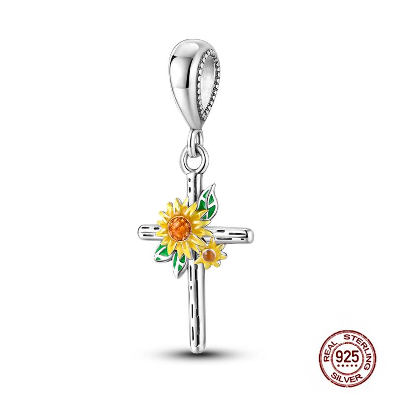 Rose Gold Yellow Charm Bead Components Copper Metal Sunflower Leopard Firefly Bead Components Compatible With Authentic Original Bracelet High
