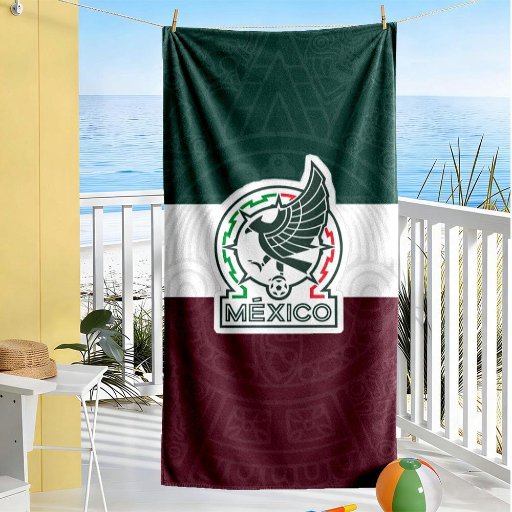 Mexico Logo Beach Towel Quick-Dry Soft Microfiber Comfortable Lightweight Perfect for Traveling Yoga Camping and Swimming