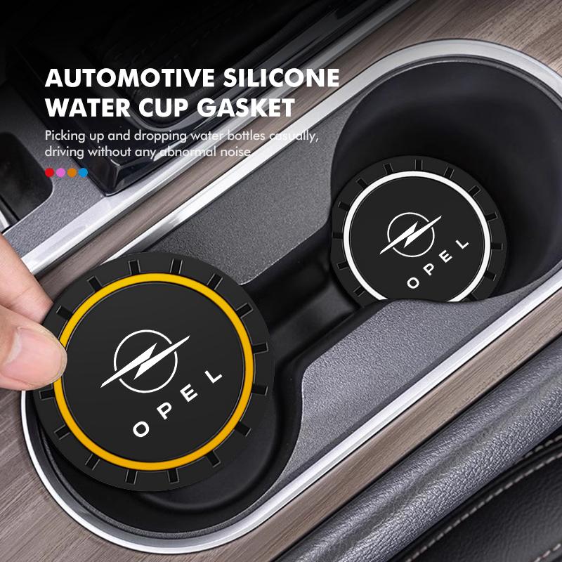 BBGR3 2PCS Car Coaster Silicone Water Cup Slot Non-Slip Mat PVC Pads For Opel Insignia Corsa Zafira Mokka Grandland Antara Ampera