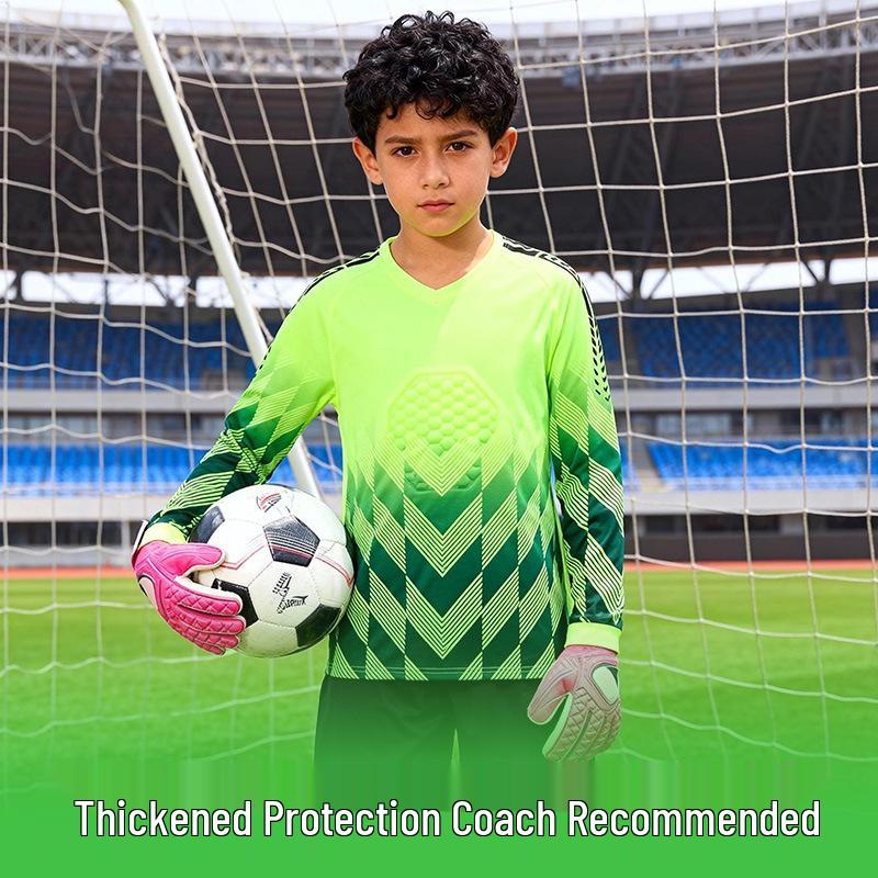 Kids' Long-Sleeve Goalkeeper Uniform with Chest Protection for Football Training
