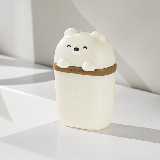 Soap Box Holder Portable Compact Design Cartoon Bear Soap Dish Waterproof Travel Sealed Storage Box Soap Holder