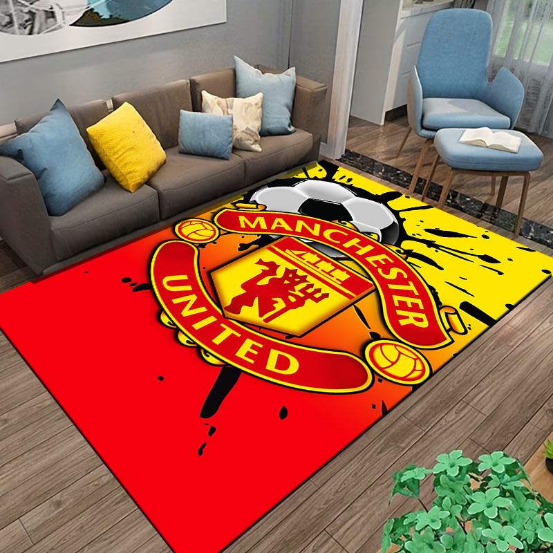 Manchester United Logo Carpet Soccer Themed Red and Yellow Floor Mat Suitable for Use As an Anti-slip for Living Room Bedroom Sofas