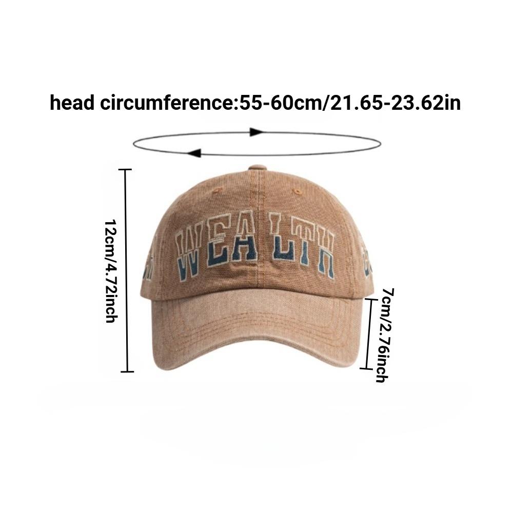Retro Washed Baseball Cap For Men Women, Polyester Material With Letter Design, Adjustable Strap Closure,Suitable For Daily Wear