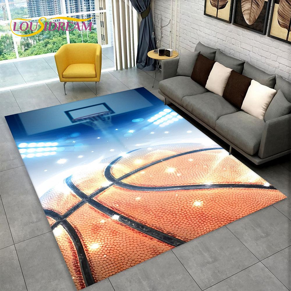 2026 Basketball Cour Cartoon Area Rug Large,Carpet Rug for Living Room Bedroom Sofa Playroom Doormat Decor,Kids Non-slip Floor Mat