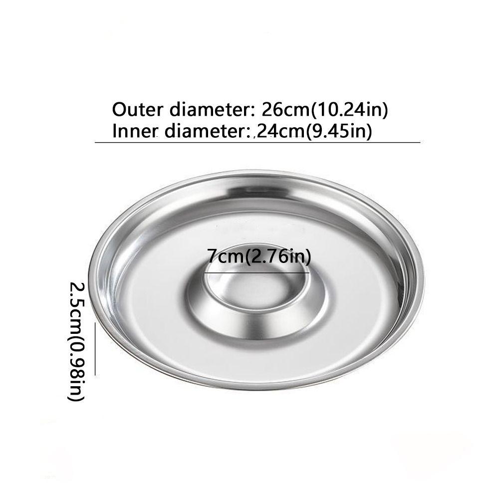Stainless Steel Dumpling Plate Circular Shape Drop-proof Snack Plate Convenient Tableware Seasoning Platter Kitchen Use