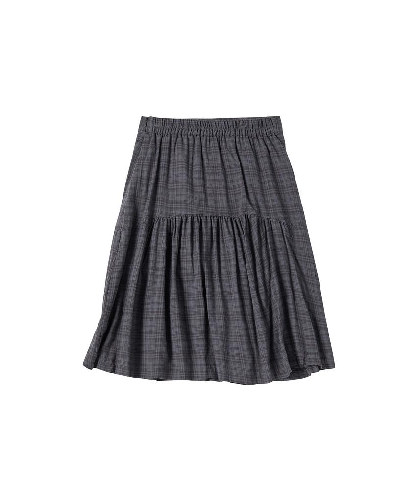 Comoni Nose W Light Check Skirt [Deep Gray]