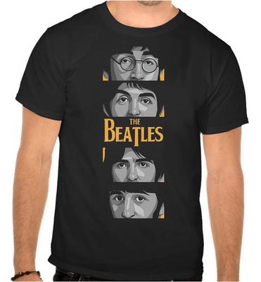 The Beatles Rock Music Logo Black 100% Cotton T-shirt Mens Tees Top -1025-