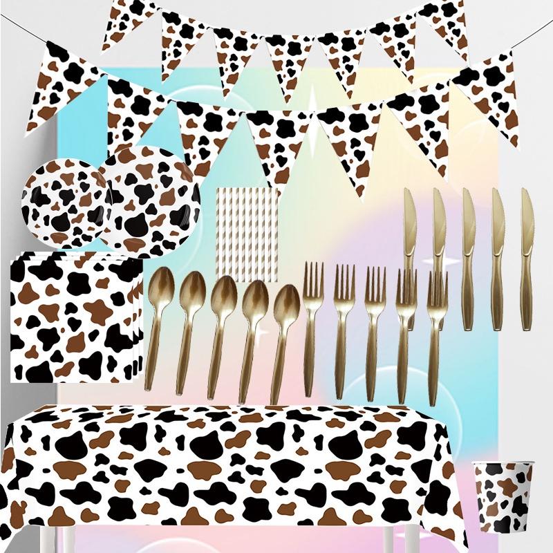 Decorative Cow Print Party Supplies Complete Set For Festive Occasions