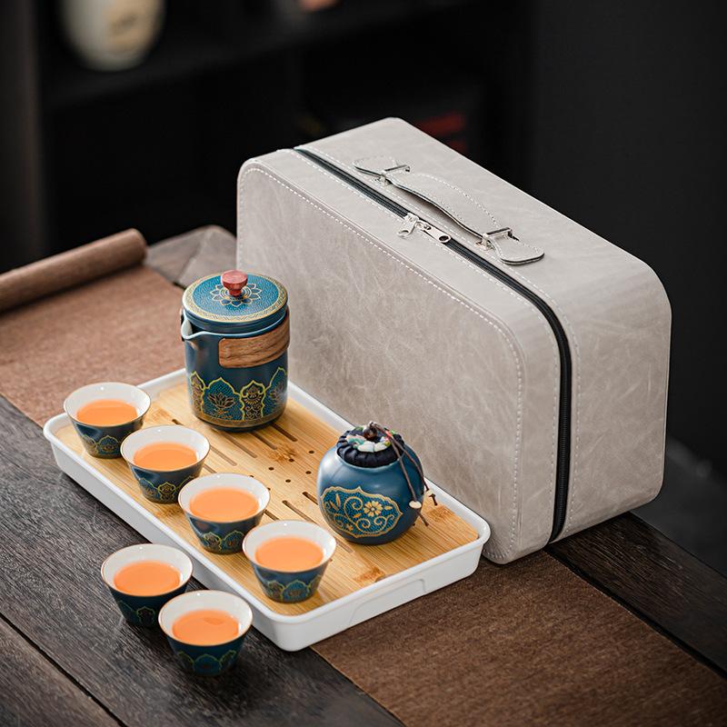 Portable travel tea set wholesale outdoor kung fu tea set quick guest cup festival Chinese business gift logo