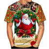 3D Printed T-shirt Christmas Eve Christmas T-shirt for Men and Women Summer Casual Short Sleeved Santa Claus Shirt Round Neck Top
