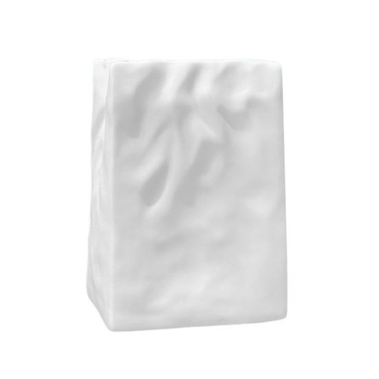 White Vinyl Shell Flower Vase Modern Pleated Flower Holder Container Home Office Table Centerpiece Decorative Floral Plants Vase