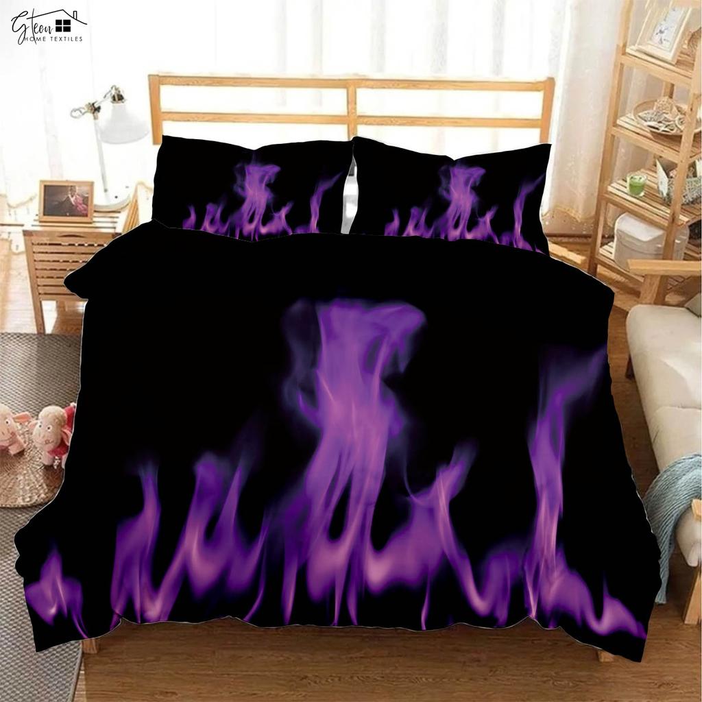 Flame Skull Basketball 3D Printed Quilt Cover Pillowcase Bedding Set Three-piece Soft and Comfortable Duvet Cover