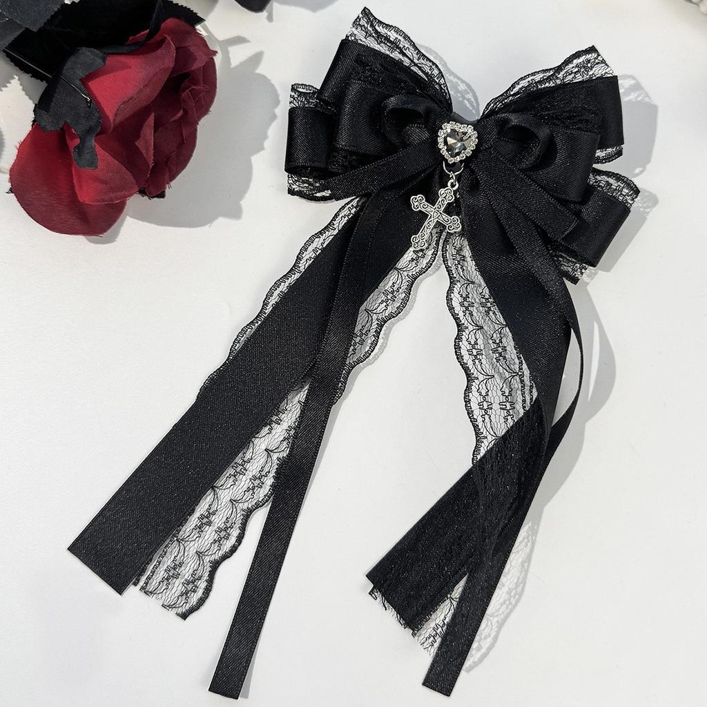 Gothic Lolita Stil Hårklämma Svart Bandrosett Trendiga Hårklämmor för Kvinnor