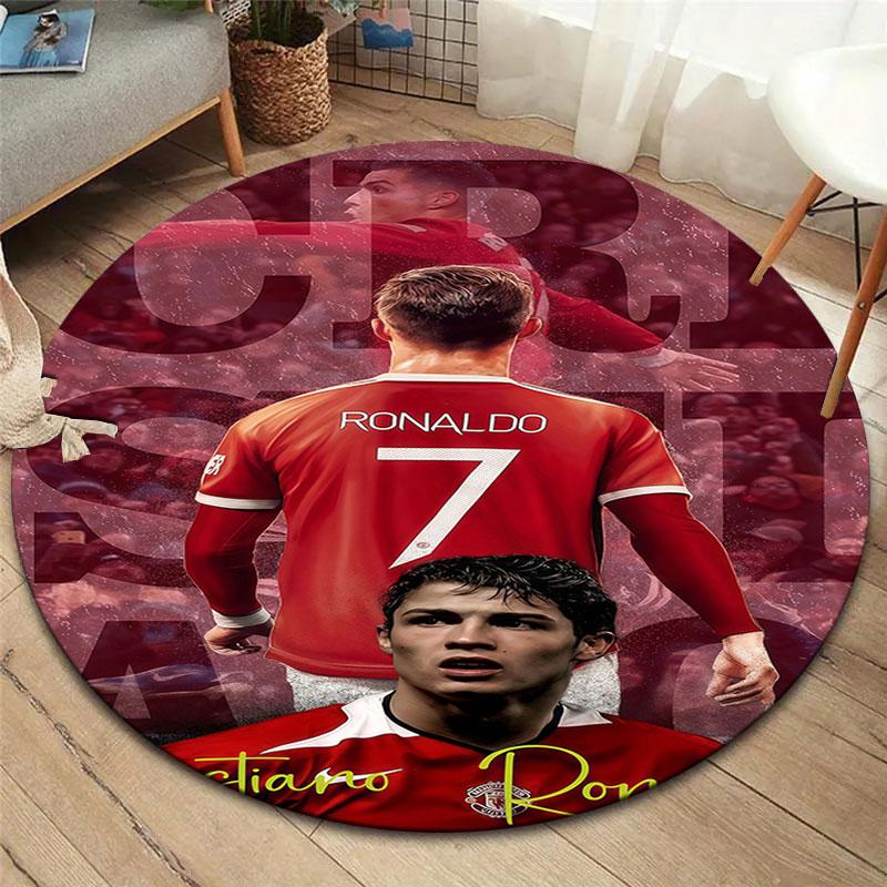 CR7 Round Area Rug,Carpet Rug for Living Room Bedroom Sofa Playroom Decor,Non-slip Floor Mat
