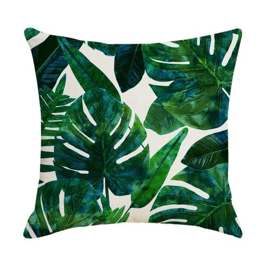 Kuddfodral med tropiska växter, 18x18 tum Monstera-blad Kuddfodral, Tvättbart Kuddfodral för Vardagsrum Soffa Soffa Dekor