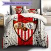 Sevilla FC Muster Bettwäsche Bettdecken-Set Heimdekoration Geschenk (1 Bettbezug + 2 Kissenbezüge (ohne Füllung))