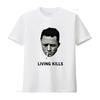 Albert Camus Living Kills T Shirt Classic Fit Cotton with Cool Print of Smoking and Living Kills Quote Vintage Washed