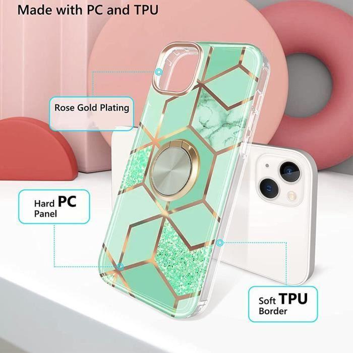 Silicone Case - E.F.CONNECTION - For Xiaomi Redmi Note 12 Pro 5G - Turquoise Marble Pattern - Stand Ring - Shockproof