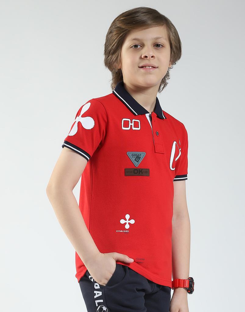 Monte Carlo Boys Printed Collar Neck T-Shirt