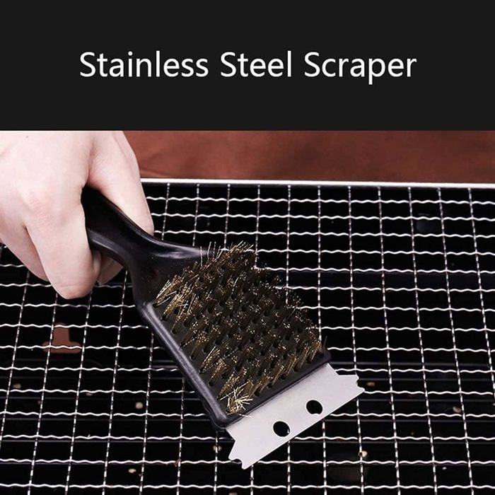 Cleaning Brush for Barbecue, Hard Plastic Handle, Steel Brush, for Barbecue, Kitchen, Metal Scraper, Cleaner,
