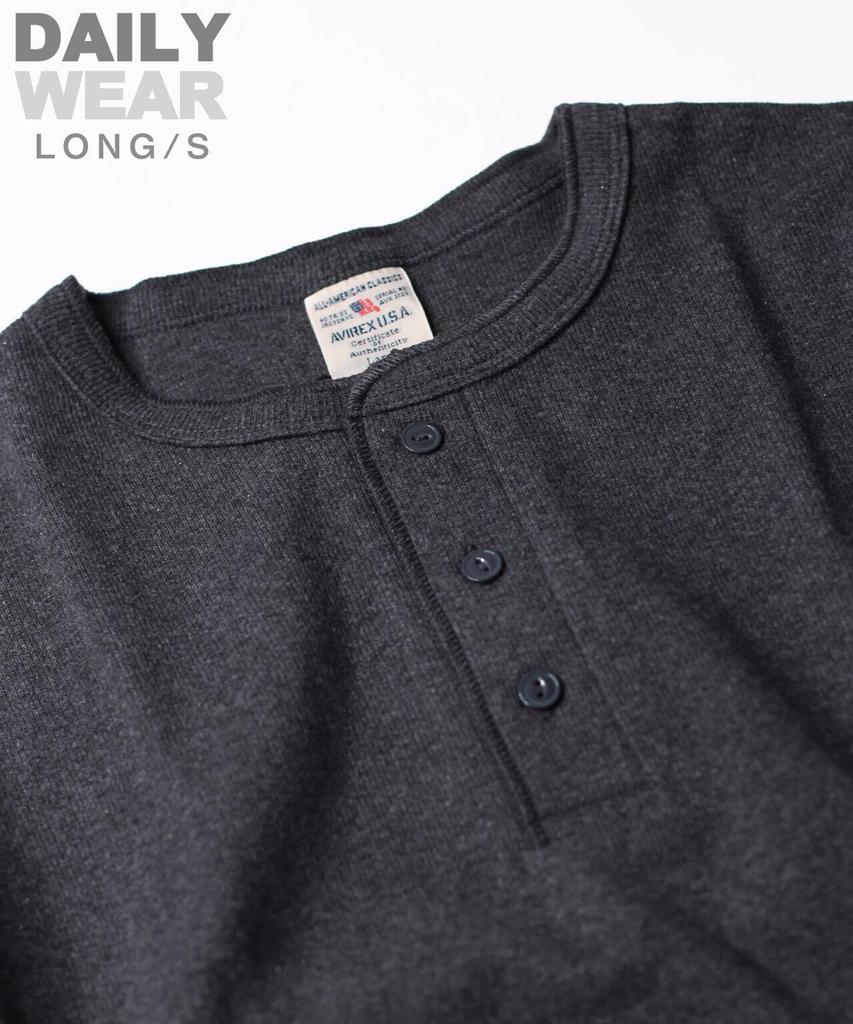 AVIREX DAILY RIB HENLY NECK TEE 6153482 men's M charcoal