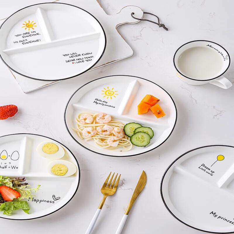 Plato de Cerámica para Comida Dietética de 8.2 Pulgadas con 3 Compartimentos